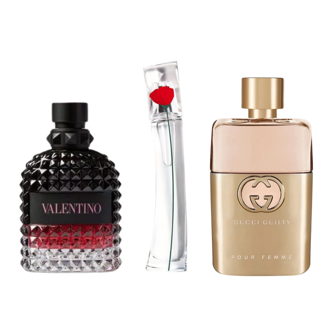 Combo de 3 perfumes Gucci Guilt, Valentini Intense, Flower Kenzo 100ml